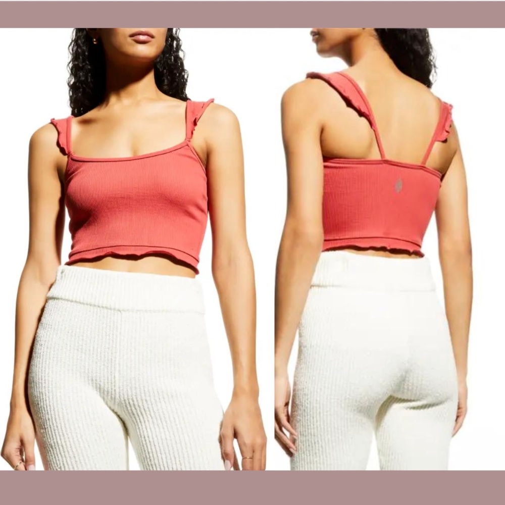NWT Free People [ M/L ] Free Throw Ruffle Longline Bralette Savannah‎ Rose